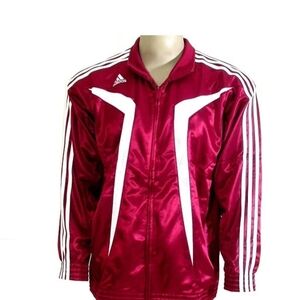 Adidas Men's Burgundy and White Windbreaker